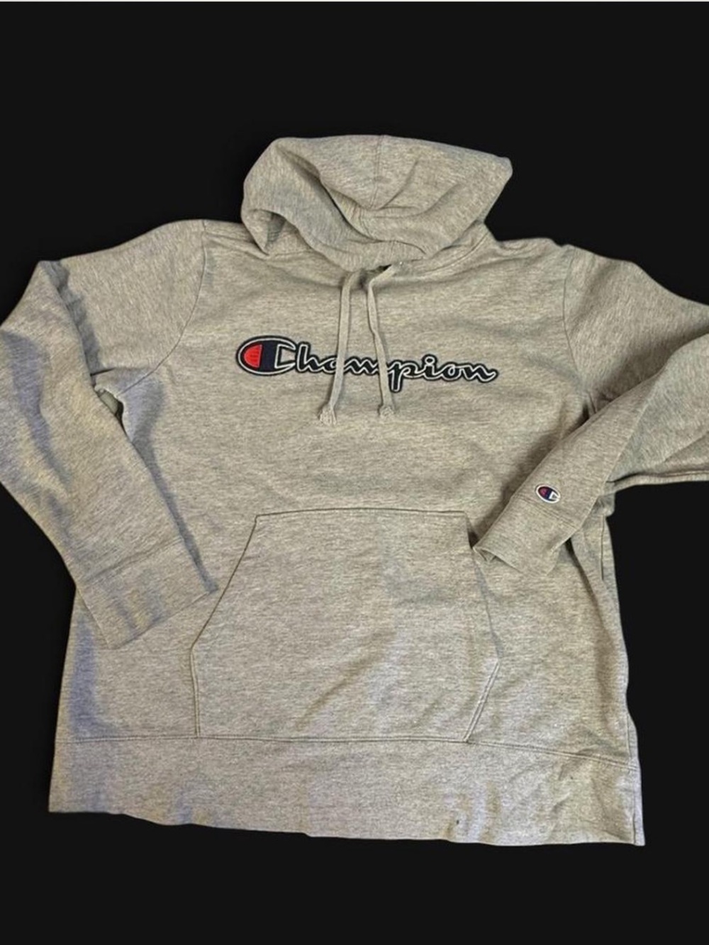 Champion Light Gray Pullover Hoodie with Logo